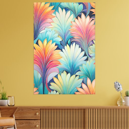 Flora 1 Floral Pastel Canvas Print (Insitu (Woonkamer))