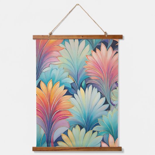 Flora 1 Floral Pastel Hangend Wandkleed (Voorkant)