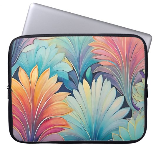 Flora 1 Floral Pastel Laptop Hoesje Laptop Sleeve (Voorkant)