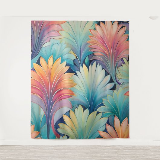 Flora 1 Floral Pastel Tapestry Wandkleed (Voorkant)