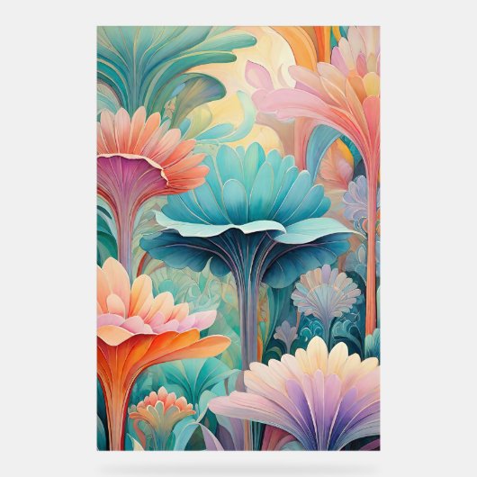 Flora 2 Floral Pastel Acryl Teken Bord (Voorkant)