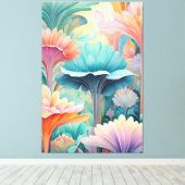 Flora 2 Floral Pastel Canvas Print (Insitu (Houten vloer))