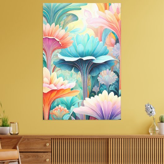 Flora 2 Floral Pastel Canvas Print (Insitu (Woonkamer))