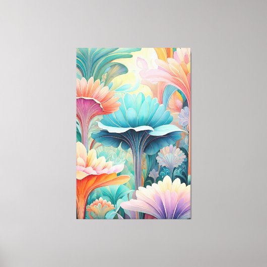Flora 2 Floral Pastel Canvas Print (Voorkant)