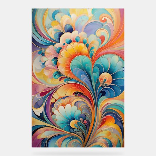 Flora 3 Floral Pastel Acryl Teken Bord (Voorkant)