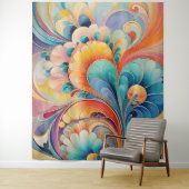 Flora 3 Floral Pastel Tapijt Wandkleed (In situ)