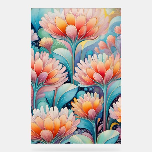 Flora 4 Floral Pastel Acryl Teken Bord (Voorkant)