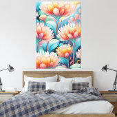 Flora 4 Floral Pastel Canvas Print (Insitu (Slaapkamer))