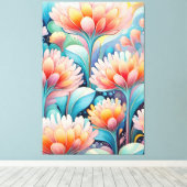 Flora 4 Floral Pastel Canvas Print (Insitu (Houten vloer))