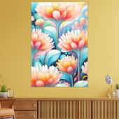 Flora 4 Floral Pastel Canvas Print (Insitu (Woonkamer))