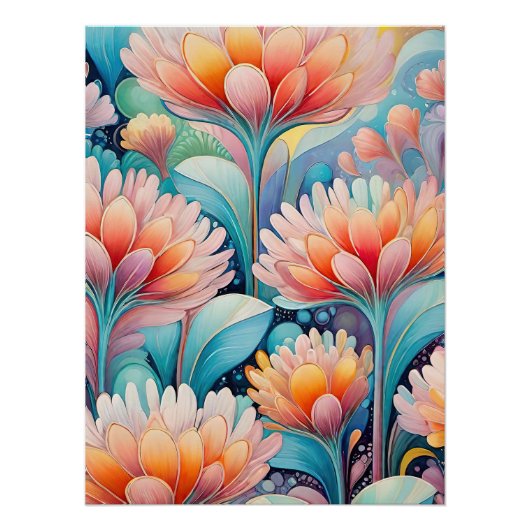 Flora 4 Floral Pastel Poster (Voorkant)