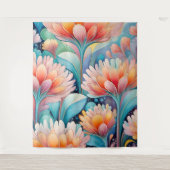 Flora 4 Floral Pastel Tapestry Wandkleed (Voorkant)