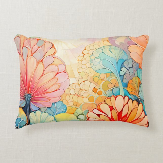 Flora 5 Floral Pastel Accent Pillow Kussen (Voorkant)