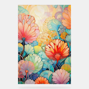 Flora 5 Floral Pastel Acryl Teken Bord