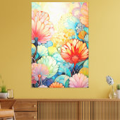 Flora 5 Floral Pastel Canvas Print (Insitu (Woonkamer))