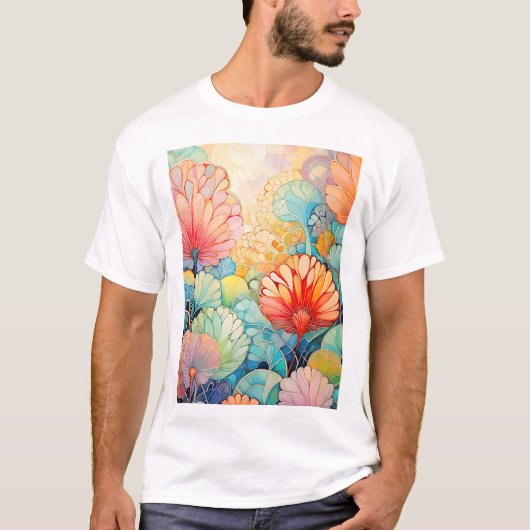 Flora 5 Floral Pastel T-shirt (Voorkant)