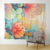 Flora 5 Floral Pastel Tapijt Wandkleed (In Situ (horizontaal))