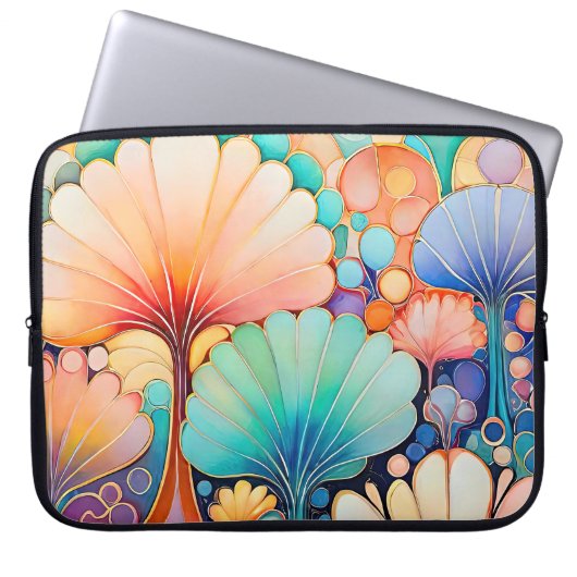 Flora 6 Floral Pastel Laptop Hoesje Sleeve (Voorkant)