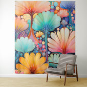 Flora 6 Floral Pastel Tapestry Wandkleed (In situ)