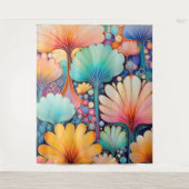 Flora 6 Floral Pastel Tapestry Wandkleed (Voorkant)