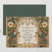 Flora  Art Nouveau Bruid Kaart (Voorkant / Achterkant)