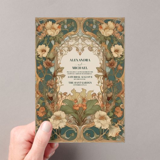 Flora  Art Nouveau bruiloft Acryl Uitnodigingen (Insitu (Draagbaar))