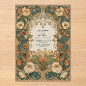 Flora Art Nouveau bruiloft Acryl Uitnodigingen (Voorkant)