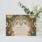 Flora  Art Nouveau bruiloft Bedankkaart (Staand voorkant)