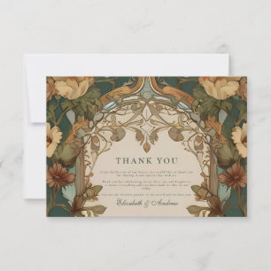 Flora  Art Nouveau bruiloft Bedankkaart