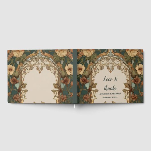Flora  Art Nouveau bruiloft Gastenboek (Volledig)