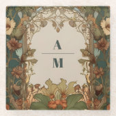 Flora  Art Nouveau bruiloft Glazen Onderzetter (Voorkant)