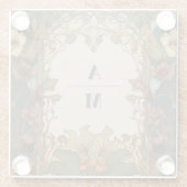 Flora  Art Nouveau bruiloft Glazen Onderzetter (Achterkant)