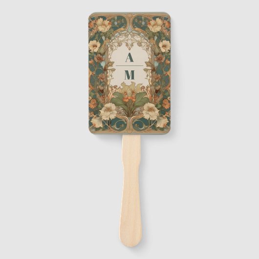 Flora  Art Nouveau bruiloft Handwaaier (Voorkant)