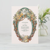 Flora  Art Nouveau bruiloft Kaart (Staand voorkant)