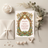 Flora  Art Nouveau bruiloft Kaart