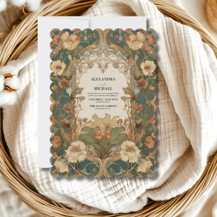 Flora  Art Nouveau bruiloft Kaart