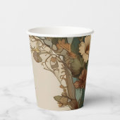 Flora  Art Nouveau bruiloft Papieren Bekers (Achterkant)