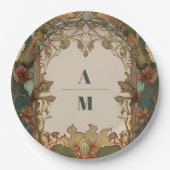 Flora  Art Nouveau bruiloft Papieren Bordje (Voorkant)