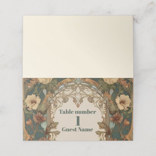 Flora  Art Nouveau bruiloft Plaatskaartje (Buitenkant ongevouwen)