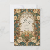 Flora  Art Nouveau bruiloft RSVP Kaartje (Voorkant)