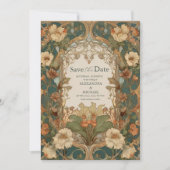 Flora  Art Nouveau bruiloft Save The Date (Voorkant)