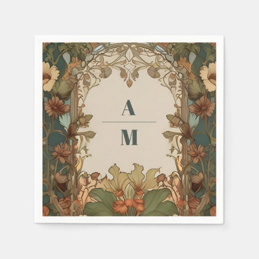 Flora  Art Nouveau bruiloft Servet (Voorkant)