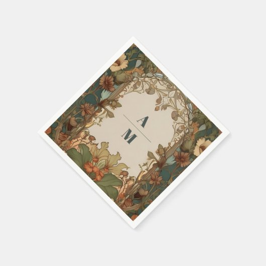 Flora  Art Nouveau bruiloft Servet (Hoek)