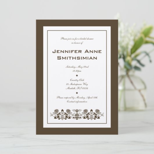 Flora Bee Bridal Shower Kaart (Staand voorkant)