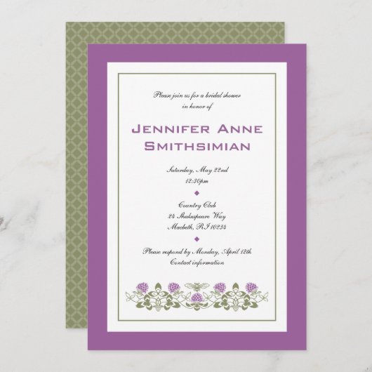 Flora Bee Bridal Shower Kaart (Voorkant / Achterkant)