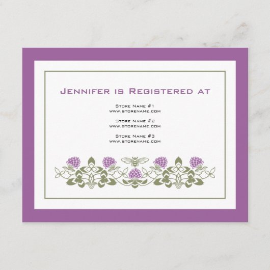 Flora Bee Registry Card Informatiekaartje (Voorkant)