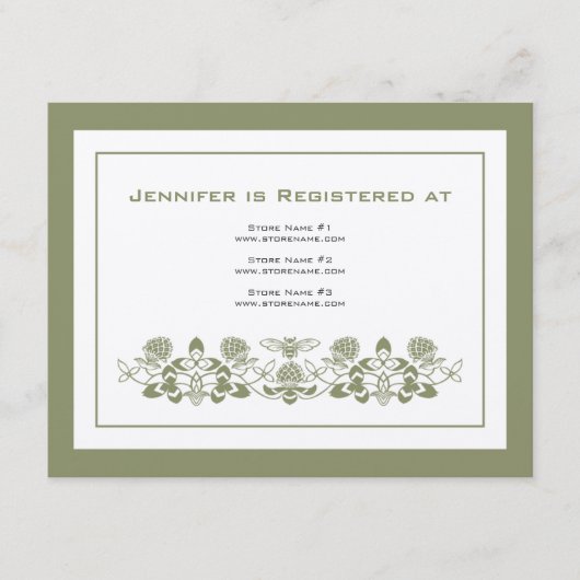 Flora Bee Registry Card Informatiekaartje (Voorkant)
