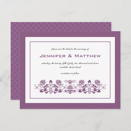 Flora Bee Save the Date Aankondiging (Voorkant / Achterkant)