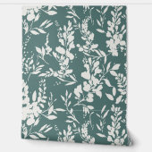 Flora behang in turquoise en wit  (Afrollen)