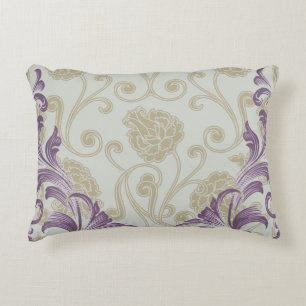 Flora  blauwgroen roze quatrefolie decoratief kussen